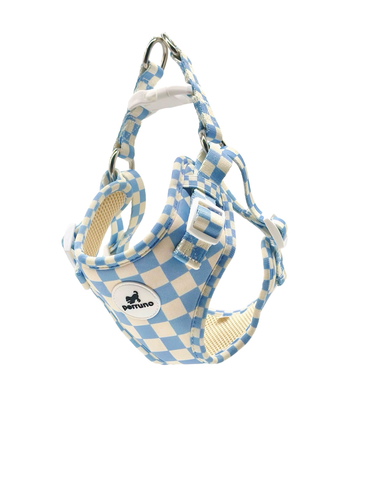 Harness & Leash Set - Baby Blue Checkers